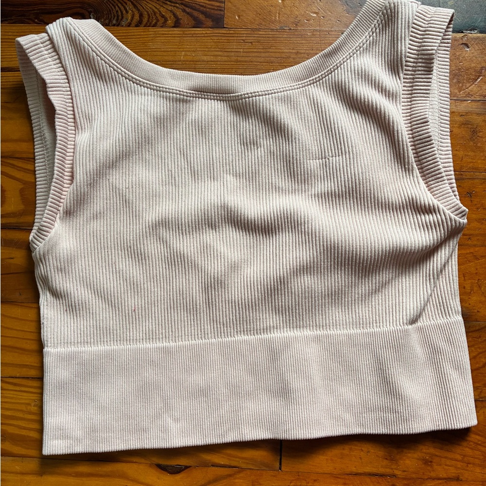 Aerie Light Pink Ribbed Crop Tank Top